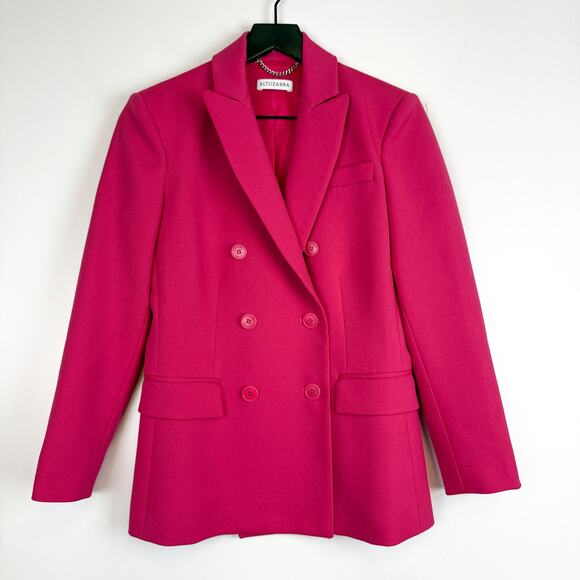 Altuzarra Italy Wool Blend Double Breasted Blazer Pant Suit Set Pink - Size 8 38 - Picture 2 of 12